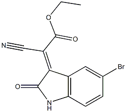 ethyl 2-(5-bromo-2-oxo-2,3-dihydro-1H-indol-3-yliden)-2-cyanoacetate Struktur