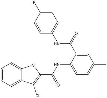 N2-{2-[(4-fluoroanilino)carbonyl]-4-methylphenyl}-3-chlorobenzo[b]thiophene-2-carboxamide Struktur