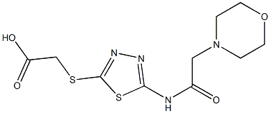 2-({5-[(2-morpholinoacetyl)amino]-1,3,4-thiadiazol-2-yl}sulfanyl)acetic acid Struktur