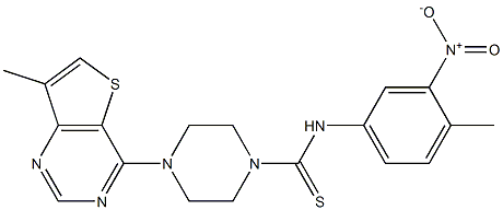 N1-(4-methyl-3-nitrophenyl)-4-(7-methylthieno[3,2-d]pyrimidin-4-yl)piperazine-1-carbothioamide Struktur