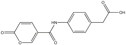 (4-{[(2-oxo-2H-pyran-5-yl)carbonyl]amino}phenyl)acetic acid Struktur