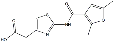 {2-[(2,5-dimethyl-3-furoyl)amino]-1,3-thiazol-4-yl}acetic acid Struktur