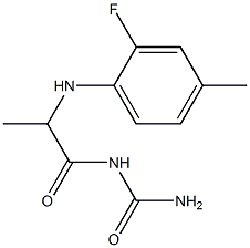 {2-[(2-fluoro-4-methylphenyl)amino]propanoyl}urea Struktur