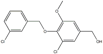 {3-chloro-4-[(3-chlorophenyl)methoxy]-5-methoxyphenyl}methanol Struktur