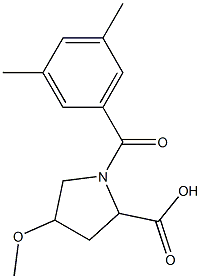 1-(3,5-dimethylbenzoyl)-4-methoxypyrrolidine-2-carboxylic acid Struktur