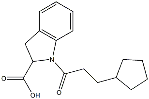 1-(3-cyclopentylpropanoyl)-2,3-dihydro-1H-indole-2-carboxylic acid Struktur