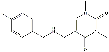 1,3-dimethyl-5-({[(4-methylphenyl)methyl]amino}methyl)-1,2,3,4-tetrahydropyrimidine-2,4-dione Struktur