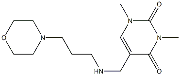 1,3-dimethyl-5-({[3-(morpholin-4-yl)propyl]amino}methyl)-1,2,3,4-tetrahydropyrimidine-2,4-dione Struktur