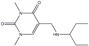 1,3-dimethyl-5-[(pentan-3-ylamino)methyl]-1,2,3,4-tetrahydropyrimidine-2,4-dione Struktur