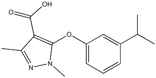 1,3-dimethyl-5-[3-(propan-2-yl)phenoxy]-1H-pyrazole-4-carboxylic acid Struktur