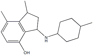 1,7-dimethyl-3-[(4-methylcyclohexyl)amino]-2,3-dihydro-1H-inden-4-ol Struktur