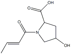 1-[(2E)-but-2-enoyl]-4-hydroxypyrrolidine-2-carboxylic acid Struktur