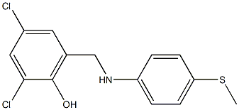 2,4-dichloro-6-({[4-(methylsulfanyl)phenyl]amino}methyl)phenol Struktur