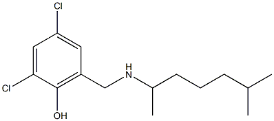 2,4-dichloro-6-{[(6-methylheptan-2-yl)amino]methyl}phenol Struktur