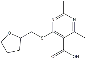 2,4-dimethyl-6-[(tetrahydrofuran-2-ylmethyl)thio]pyrimidine-5-carboxylic acid Struktur