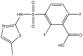 2,6-difluoro-3-[(5-methyl-1,3-thiazol-2-yl)sulfamoyl]benzoic acid Struktur