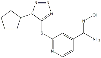 2-[(1-cyclopentyl-1H-1,2,3,4-tetrazol-5-yl)sulfanyl]-N'-hydroxypyridine-4-carboximidamide Struktur