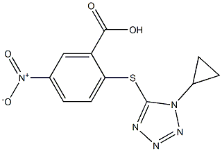 2-[(1-cyclopropyl-1H-1,2,3,4-tetrazol-5-yl)sulfanyl]-5-nitrobenzoic acid Struktur