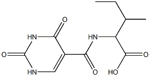 2-[(2,4-dioxo-1,2,3,4-tetrahydropyrimidin-5-yl)formamido]-3-methylpentanoic acid Struktur