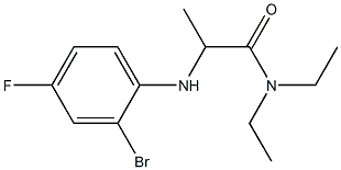 2-[(2-bromo-4-fluorophenyl)amino]-N,N-diethylpropanamide Struktur