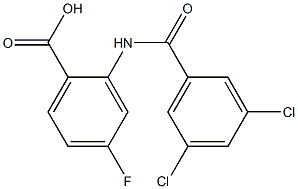 2-[(3,5-dichlorobenzene)amido]-4-fluorobenzoic acid Struktur