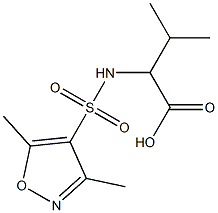 2-[(3,5-dimethyl-1,2-oxazole-4-)sulfonamido]-3-methylbutanoic acid Struktur