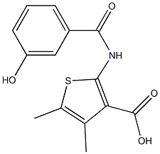 2-[(3-hydroxybenzoyl)amino]-4,5-dimethylthiophene-3-carboxylic acid Struktur