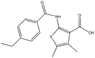 2-[(4-ethylbenzene)amido]-4,5-dimethylthiophene-3-carboxylic acid Struktur