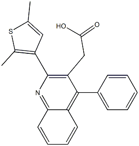 2-[2-(2,5-dimethylthiophen-3-yl)-4-phenylquinolin-3-yl]acetic acid Struktur