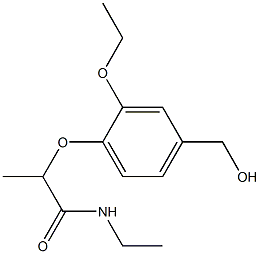 2-[2-ethoxy-4-(hydroxymethyl)phenoxy]-N-ethylpropanamide Struktur