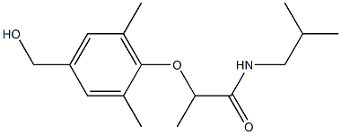 2-[4-(hydroxymethyl)-2,6-dimethylphenoxy]-N-(2-methylpropyl)propanamide Struktur