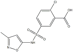 2-chloro-5-[(3-methyl-1,2-oxazol-5-yl)sulfamoyl]benzoic acid Struktur