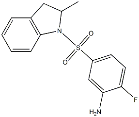 2-fluoro-5-[(2-methyl-2,3-dihydro-1H-indole-1-)sulfonyl]aniline Struktur