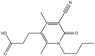 3-(1-butyl-5-cyano-2,4-dimethyl-6-oxo-1,6-dihydropyridin-3-yl)propanoic acid Struktur