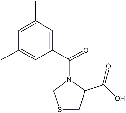 3-(3,5-dimethylbenzoyl)-1,3-thiazolidine-4-carboxylic acid Struktur