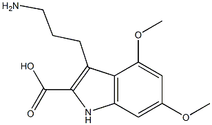 3-(3-aminopropyl)-4,6-dimethoxy-1H-indole-2-carboxylic acid Struktur