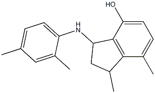 3-[(2,4-dimethylphenyl)amino]-1,7-dimethyl-2,3-dihydro-1H-inden-4-ol Struktur