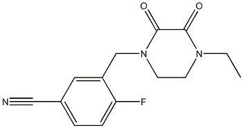 3-[(4-ethyl-2,3-dioxopiperazin-1-yl)methyl]-4-fluorobenzonitrile Struktur