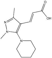 3-[1,3-dimethyl-5-(piperidin-1-yl)-1H-pyrazol-4-yl]prop-2-enoic acid Struktur