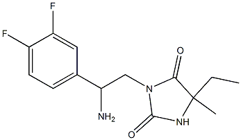 3-[2-amino-2-(3,4-difluorophenyl)ethyl]-5-ethyl-5-methylimidazolidine-2,4-dione Struktur