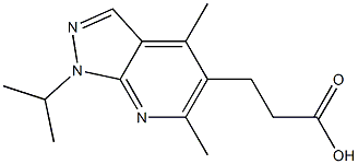 3-[4,6-dimethyl-1-(propan-2-yl)-1H-pyrazolo[3,4-b]pyridin-5-yl]propanoic acid Struktur