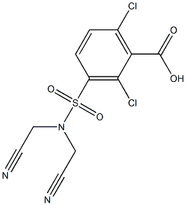 3-[bis(cyanomethyl)sulfamoyl]-2,6-dichlorobenzoic acid Struktur