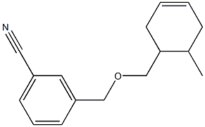 3-{[(6-methylcyclohex-3-en-1-yl)methoxy]methyl}benzonitrile Struktur