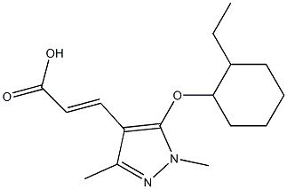 3-{5-[(2-ethylcyclohexyl)oxy]-1,3-dimethyl-1H-pyrazol-4-yl}prop-2-enoic acid Struktur