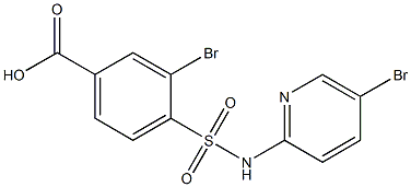 3-bromo-4-[(5-bromopyridin-2-yl)sulfamoyl]benzoic acid Struktur