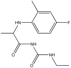 3-ethyl-1-{2-[(4-fluoro-2-methylphenyl)amino]propanoyl}urea Struktur