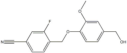 3-fluoro-4-[4-(hydroxymethyl)-2-methoxyphenoxymethyl]benzonitrile Struktur