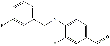 3-fluoro-4-{[(3-fluorophenyl)methyl](methyl)amino}benzaldehyde Struktur