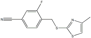 3-fluoro-4-{[(4-methyl-1,3-thiazol-2-yl)sulfanyl]methyl}benzonitrile Struktur