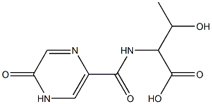 3-hydroxy-2-[(5-oxo-4,5-dihydropyrazin-2-yl)formamido]butanoic acid Struktur